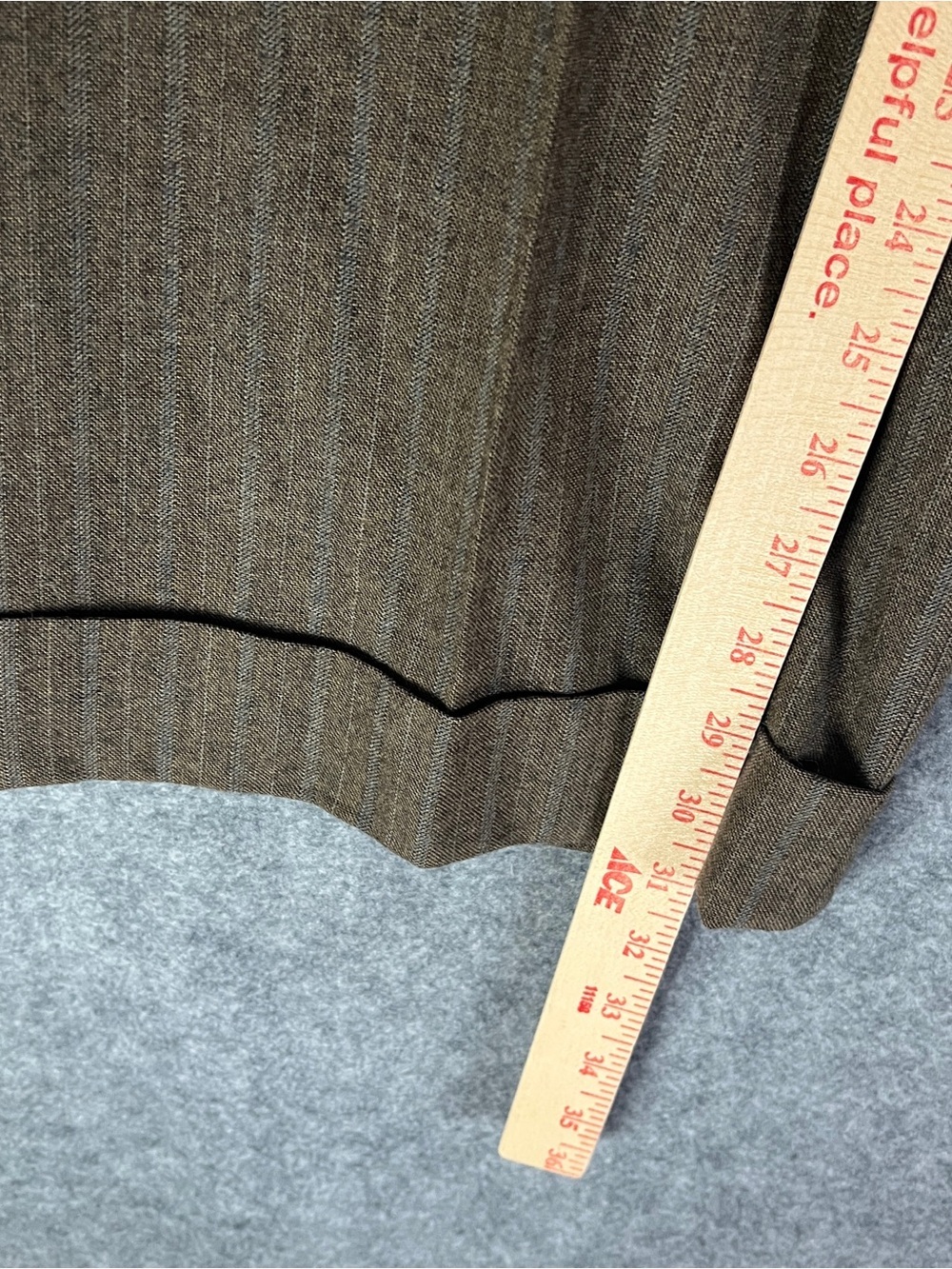J.CREW Brown Grey 100% Italian Wool Pinstripe Tailored Wide Leg Pants Cuffed 4 - Picture 10 of 13